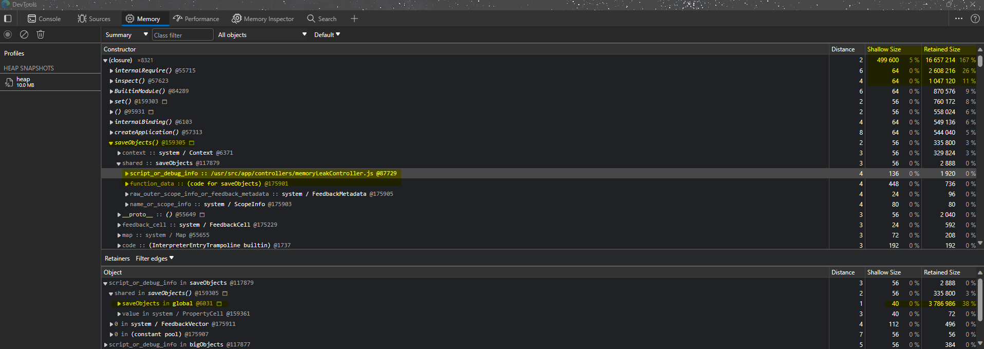 heapsnapshot profile